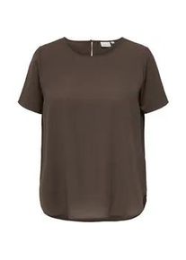 Shirtbluse Only CARMAKOMA "CARVICA SS TOP WVN NOOS", Damen, Gr. 48, chocolate martini, Web, Obermaterial: 97% Polyester, 3% Elasthan, unifarben, regular fit normal, Rundhals, Blusen, Materialmix, regular fit