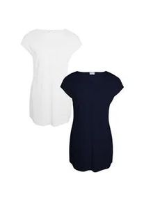 Longshirt Seidel Moden "Otto exclusiv", Damen, Gr. 44, navy, offwhit, Jersey, Obermaterial: 94% Viskose, 6% Elasthan, unifarben, tailliert Po-bedeckend, Rundhals, Shirts Longshirt, 2er Pack Rundhals - Viskose - MADE IN GERMANY