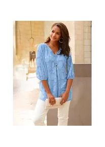 Schlupfbluse Lady, Damen, Gr. 36, himmelblau, 100% Polyester, unifarben, V-Ausschnitt, Blusen Schlupfbluse