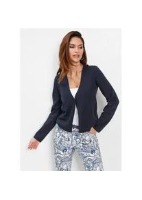 Strickjacke bonprix, Damen, Gr. 52/54 (XXL), dunkelblau, Strick, Obermaterial: 70% Baumwolle, 30% Polyamid, unifarben, bequem h&uuml;ftlang, tiefer V-Ausschnitt, Strickkante, Strickjacken Strickjacke, bequeme Passform, klassischer Stil, aus Baumwolle und Polyamid