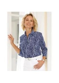 Poloshirt Classic Basics "Poloshirt", Damen, Gr. 40, marine, wei&szlig;, bedruckt, 100% Baumwolle, gemustert, Shirts