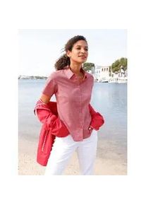 Hemdbluse Casual Looks, Damen, Gr. 52, erdbeere, wei&szlig;, gemustert, 50% Baumwolle, 50% Polyester, gemustert, mehrfarbig, Blusen Hemdbluse