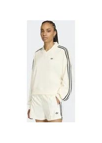 Poloshirt Adidas ORIGINALS "TERRY TOWEL V NECK LONG SLEEVES", Damen, Gr. M, sanftes wei&szlig;, Obermaterial: 75% Baumwolle, 25% Polyester, normal, V-Ausschnitt, Shirts
