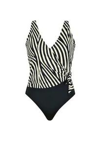 Badeanzug Naturana "Riviera", Damen, Gr. 48, Cup E, schwarz, wei&szlig;, Obermaterial: 82% Polyamid, 18% Elasthan. Futter: 86% Polyamid, 14% Elasthan. Miedereinsatz: 82% Polyamid, 18% Elasthan, gemustert, Badeanz&uuml;ge Badeanzug, Zebra-Print, V-Ausschnitt, bequem, modisch, gemustert