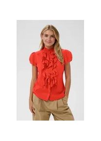 Kurzarmbluse SAINT TROPEZ "TilliSZ SS Shirt", Damen, Gr. S, valiant poppy, Web, Obermaterial: 100% Baumwolle, unifarben, figurumspielend h&uuml;ftlang, Puff&auml;rmel, Blusen