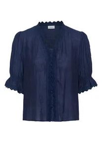 Kurzarmbluse SAINT TROPEZ "KristelSZ Shirt", Damen, Gr. S, ombre blau, Web, Obermaterial: 80% Viskose, 20% Polyacryl, unifarben, normal, V-Ausschnitt, Blusen