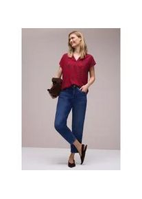 Hemdbluse Street One, Damen, Gr. 38, salsa rot, Stoff, 100% Viskose, gemustert, normal normal, Rundhals, abgesteppt, Blusen Hemdbluse, aus softer Viskose