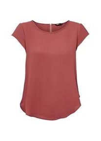 Kurzarmbluse Only "ONLVIC &ndash; feminines Blusenshirt in lockerer Form", Damen, Gr. 40, spiced apple, Web, Obermaterial: 97% Polyester, 3% Elasthan, unifarben, regular fit Po-bedeckend, Rundhals, Blusen, regular fit, Web, Kunstfaser, Rundhals, unifarben