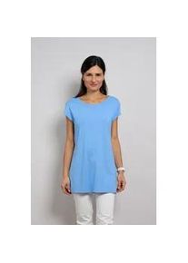 Longshirt Seidel Moden, Damen, Gr. 38, hellblau, Jersey, Obermaterial: 94% Viskose, 6% Elasthan, normal Po-bedeckend, Rundhals, angeschnitten abgesteppte Kante, Shirts Longshirt, MADE IN GERMANY
