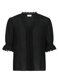 Kurzarmbluse SAINT TROPEZ "KristelSZ Shirt", Damen, Gr. S, schwarz, Web, Obermaterial: 80% Viskose, 20% Polyacryl, unifarben, normal, V-Ausschnitt, Blusen