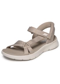Sandale Skechers "GO WALK FLEX SANDAL-ILLUMINATE", Damen, Gr. 42, grau (taupe), Textil, Strukturmuster, Schuhe Sandale, Sandalette, Trekking Sandale mit Gogo Mat Fu&szlig;bett