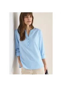 Langarmbluse Cecil, Damen, Gr. XXL (46), cloud blau, Web, Obermaterial: 75% Baumwolle, 25% Modal, gestreift, l&auml;ssig geschnitten h&uuml;ftbedeckend, Rundhals, 1-Knopf-Manschette, Blusen, im Streifen-Look und mit kurzer Knopfleiste, Seersucker