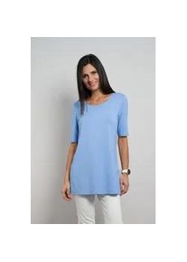 Longshirt Seidel Moden "Otto exclusiv", Damen, Gr. 48, hellblau, Jersey, Obermaterial: 94% Viskose, 6% Elasthan, unifarben, normal Po-bedeckend, Rundhals, Shirts Longshirt, Halbarm Shirt - mit Viskose- MADE IN GERMANY