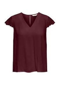 Kurzarmbluse Only "ONLELVA-VIA S/S DETAIL TOP WVN CS FR", Damen, Gr. S, port royale, Web, Obermaterial: 100% Viskose, unifarben, normal, V-Ausschnitt, Blusen, Viskose, Spitze
