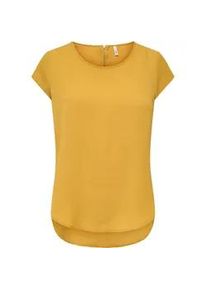 Kurzarmbluse Only "ONLVIC &ndash; feminines Blusenshirt in lockerer Form", Damen, Gr. 36, harvest gold, Web, Obermaterial: 97% Polyester, 3% Elasthan, unifarben, regular fit Po-bedeckend, Rundhals, Blusen, regular fit, Web, Kunstfaser, Rundhals, unifarben