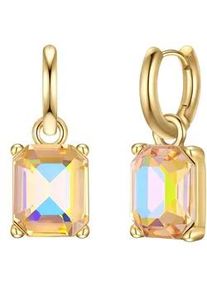 Paar Creolen YOKOAMII "Set: Y526", gelb (gelbgold, wei&szlig;), Ohrringe, Damen, 25,9mm,mit Steinen, Glas, mit Glas