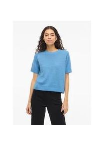 Kurzarmpullover Vila "VILOLLO O-NECK S/S DETAIL KNIT TOP- NOOS", Damen, Gr. XS, all aboard, Strick, Obermaterial: 100% Baumwolle, unifarben, regular fit normal, Rundhals, Rippstrickb&uuml;ndchen, Pullover