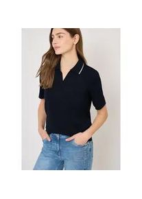 Poloshirt Cecil, Damen, Gr. M (40), universal blau, Piqu&eacute;, Obermaterial: 48% Baumwolle, 48% Modal, 4% Elasthan, unifarben mit Farbeinsatz, normal h&uuml;ftbedeckend, V-Ausschnitt, Shirts, mit Kontrast-Streifen und V-Ausschnitt