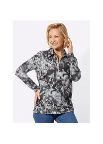 Poloshirt Classic Basics "Poloshirt", Damen, Gr. 48, grau (anthrazit, grau, bedruckt), 95% Polyester, 5% Elasthan, gebl&uuml;mt, gemustert, mehrfarbig, Shirts