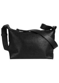Umh&auml;ngetasche CLUTY, Damen, Gr. B/H/T: 26cm x 18cm x 12cm onesize, schwarz, Leder, leicht gl&auml;nzend, unifarben, Taschen Umh&auml;ngetasche, echt Leder, Made in Italy