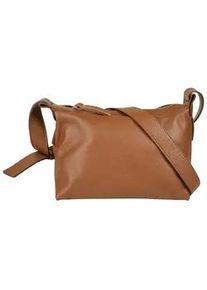 Umh&auml;ngetasche CLUTY, Damen, Gr. B/H/T: 26cm x 18cm x 12cm onesize, cognac, Leder, leicht gl&auml;nzend, unifarben, Taschen Umh&auml;ngetasche, echt Leder, Made in Italy