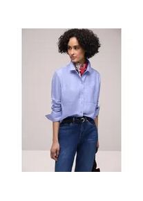 Hemdbluse Street One, Damen, Gr. 42, original blau, Stoff, 64% Lyocell, 36% Baumwolle, gestreift, normal normal, V-Ausschnitt, B&uuml;ndchen, Blusen Hemdbluse, mit Knopfleiste