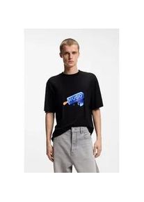 HUGO BOSS T-Shirt HUGO BLUE "Noglasy", Damen, Gr. XL, schwarz001, Single Jersey, Obermaterial: 100% Baumwolle, unifarben, regular fit h&uuml;ftbedeckend, Rundhals, abgesteppte Kante, Shirts T-Shirt, mit Rundhals, regular fit