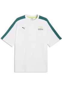 T-Shirt Puma "Puma x ASTON MARTIN ARAMCO F1 TEAM T7 T-Shirt Herren", Damen, Gr. L, wei&szlig;, Obermaterial: 100% Baumwolle; Rippe: 29% Polyester, 71% Baumwolle, clean, oversize, Rundhals, Shirts T-Shirt