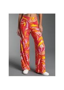 Jerseyhose TRIGEMA "TRIGEMA Leichte Hose mit Allover-Muster "Aloha", Damen, Gr. S, US-Gr&ouml;&szlig;en, koralle, Jersey, 94% Viskose, 6% Elasthan, Hosen Jerseyhose