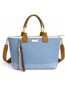 Umh&auml;ngetasche TONI & FRIENDS "Landsberg", Damen, Gr. B/H/T: 46cm x 27cm x 13cm onesize, blau, Taschen Umh&auml;ngetasche, aus Stoff, mit langem Riemen