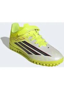 Fu&szlig;ballschuh Adidas PERFORMANCE "F50 CLUB KLETTVERSCHLUSS TURF KIDS", M&auml;dchen, Gr. 38, team solar gelb 2, core schwarz, lucid rot, Synthetik, Textil, Schuhe Fu&szlig;ballschuh, f&uuml;r Kunstrasen, Hart- und Aschenpl&auml;tze, f&uuml;r Kinder & Jugendliche