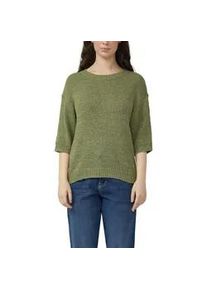 3/4 Arm-Pullover s.Oliver, Damen, Gr. 44, khaki, Strick, Obermaterial: 60% Baumwolle, 40% Polyamid, unifarben, l&auml;ssig geschnitten h&uuml;ftbedeckend, Rundhals, Flachstrickb&uuml;ndchen, Pullover, Strickpullover mit Rundhals