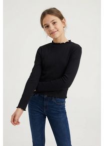 T-Shirt Tom Tailor, M&auml;dchen, Gr. 140, grau (coal grau), Single Jersey, Obermaterial: 93% Baumwolle, 7% Elasthan, Strukturmuster, unifarben, regular fit taillenbedeckt, ohne Ausschnitt, gewellter Abschluss, Shirts T-Shirt, mit Rippstruktur