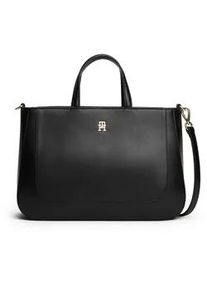 Satchel Tommy Hilfiger "TH GLAM SATCHEL", Herren, Gr. B/H/T: 32cm x 22cm x 11cm, schwarz, Lederimitat, Taschen, Damen Umh&auml;ngetasche, Tragetasche, Schultertasche mit TH-Logo