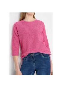 3/4 Arm-Pullover Cecil, Damen, Gr. L (42), beetroot pink, Strick, Obermaterial: 100% Baumwolle, unifarben, l&auml;ssig geschnitten h&uuml;ftbedeckend, U-Boot-Ausschnitt, Pullover, mit seitlicher Raffung und Bindeb&auml;ndern