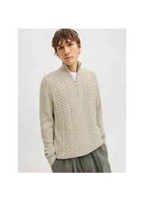 Jack & Jones Troyer JACK & JONES "JJPAUL KNIT HALF ZIP", Herren, Gr. S, wei&szlig; melange, Strick, Obermaterial: 82% Polyacryl, 18% Baumwolle, meliert, regular fit normal, hoch geschlossener Ausschnitt, Pullover Troyer