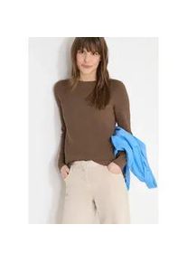 Strickpullover Cecil, Damen, Gr. M (40), light macchiato braun melange, Strick, Obermaterial: 60% Baumwolle, 40% Viskose, unifarben, l&auml;ssig geschnitten h&uuml;ftbedeckend, Rundhals, Pullover Strickpullover, mit U-Boot-Ausschnitt