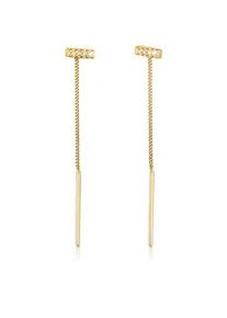 Paar Ohrh&auml;nger Elli "Zirkonia Stab Durchzieher Trend 925 Silber", gold, Ohrringe, Damen, onesize,mit Steinen, Silber 925 (Sterlingsilber)