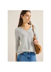 Strickpullover Cecil, Damen, Gr. XXL (46), milky grau melange, Strick, Obermaterial: 60% Baumwolle, 40% Viskose, unifarben, l&auml;ssig geschnitten h&uuml;ftbedeckend, V-Ausschnitt, abgesteppte Kante, Pullover Strickpullover, 3/4-Arm mit Viskose