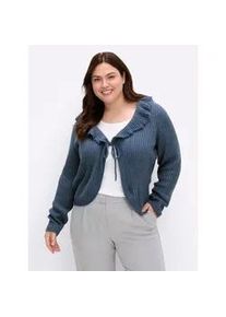 Cardigan sheego BY JOE BROWNS, Damen, Gr. 40/42, jeansblau, meliert, 100% Polyacryl, meliert, unifarben, Strickjacken