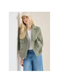Kurzjacke Cecil, Damen, Gr. XL (44), chlorella gr&uuml;n, Web, Obermaterial: 100% Baumwolle. Futter: 100% Polyester, unifarben, l&auml;ssig geschnitten h&uuml;ftlang, V-Ausschnitt, Jacken Kurzjacke, Trenchcoat mit Reverskragen