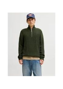 Jack & Jones Troyer JACK & JONES "JJPAUL KNIT HALF ZIP", Herren, Gr. M, duffel bag, Strick, Obermaterial: 82% Polyacryl, 18% Baumwolle, unifarben, regular fit normal, hoch geschlossener Ausschnitt, Pullover Troyer