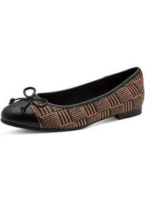 Ballerina Marco Tozzi, Damen, Gr. 39, schwarz kombiniert, Lederimitat, Synthetik, kontrastfarbene Details, Schuhe Ballerina, Schlupfschuh, Businesschuh in veganer Verarbeitung