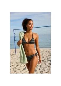 Triangel-Bikini ELBSAND "Zone", Damen, Gr. 34, Cup A/B, olive, schwarz, Recycling-Polyamid, gestreift, Bikini-Sets Triangel-Bikini, mit kontrastfarbenen Streifen und Schriftz&uuml;gen