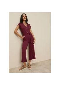 Culotte-Overall Tamaris, Damen, Gr. 36, N-Gr, bordeaux, Jersey, Obermaterial: 95% Viskose, 5% Elasthan, unifarben, figurumspielend ca. Mitte Wade, V-Ausschnitt, Overalls, mit Knopfleiste