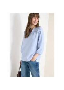 Shirtbluse Cecil, Damen, Gr. XL (44), blouse blau, Web, 57% Baumwolle, 42% Polyester, 1% Elasthan, gestreift, klassisch normal, Rundhals, B&uuml;ndchen, Blusen, mit gestreiftem Seersucker-Look