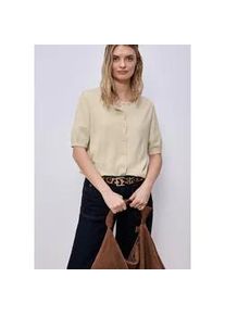 Cardigan Street One, Herren, Gr. 40, smoke beige meliert, Strick, Obermaterial: 60% Viskose, 40% Baumwolle, unifarben, normal h&uuml;ftbedeckend, Rundhals, B&uuml;ndchen, Strickjacken, Kurzarm-Cardigan mit Rundhals