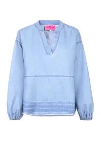 LIEBLINGSST&Uuml;CK Klassische Bluse LIEBLINGSST&Uuml;CK "FlorenaL", Damen, Gr. 38, 440, true blau, 55% Baumwolle, 45% Lyocell, loose fit, V-Ausschnitt, Blusen Bluse, mit Baumwoll-Anteil