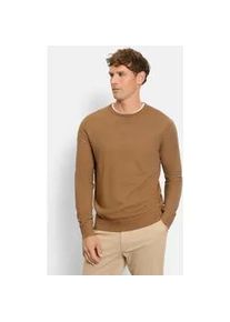 Strickpullover OLYMP "OLYMP Casual Strick", Herren, Gr. M, nougat, 85% Schurwolle, 15% Seide, Pullover Strickpullover