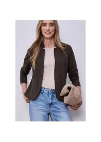 Sweatblazer Street One, Damen, Gr. 36, espresso braun, Jersey, 71% Polyester, 26% Viskose, 3% Elasthan, unifarben, normal normal, V-Ausschnitt, B&uuml;ndchen, Blazer, Jersey